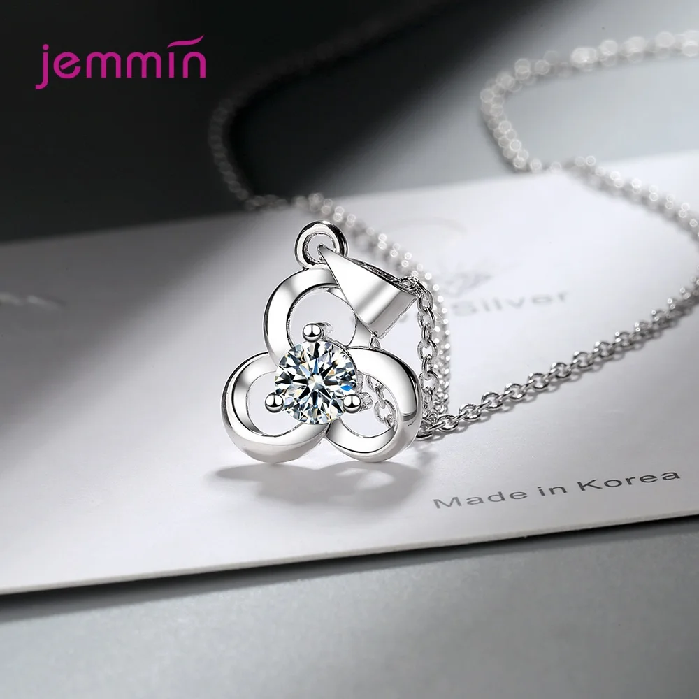 925 Sterling Silver Statement Pendant Necklace For Women Girls Party Birthday CZ Cubic Zircoina Fashion Jewelry Wholesale