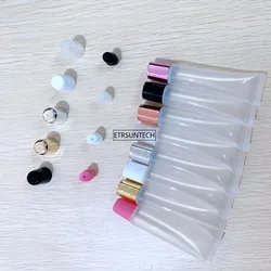 50pcs 5ml 10ml 15ml 20ml Empty Lipstick Tube Lip Balm Soft Makeup Squeeze Sub-bottling,Clear Plastic Lip Gloss Container F606