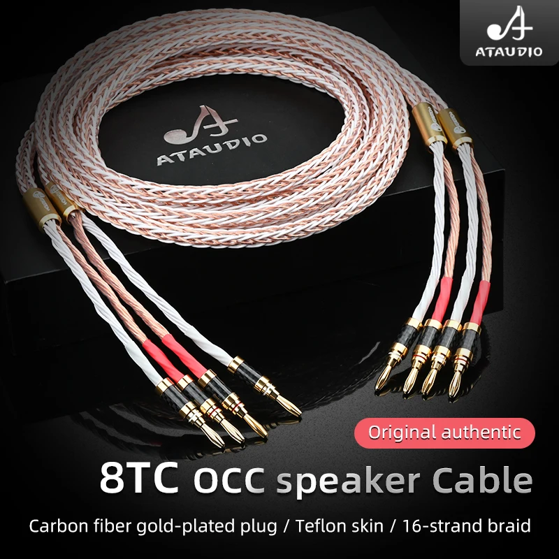 Hifi Speaker Cable Hi-end Occ Speaker Wire With Banana and Y Plug for Amplifier and Speaker