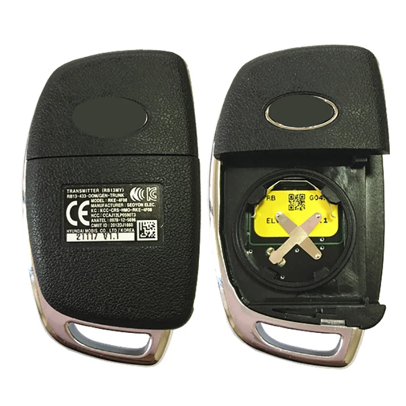 CN020094 Genuine 3 Button Flip Car Key For Hyundai SB11 Remote 433MHZ ID46 Chip FCCID Number RKE-4F08