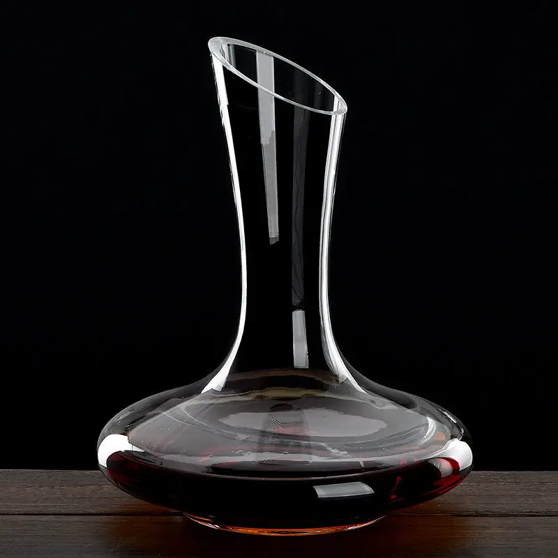 High quality flat bottom red wine decanter handmade crystal pourer advanced water bottle thickened wall WF