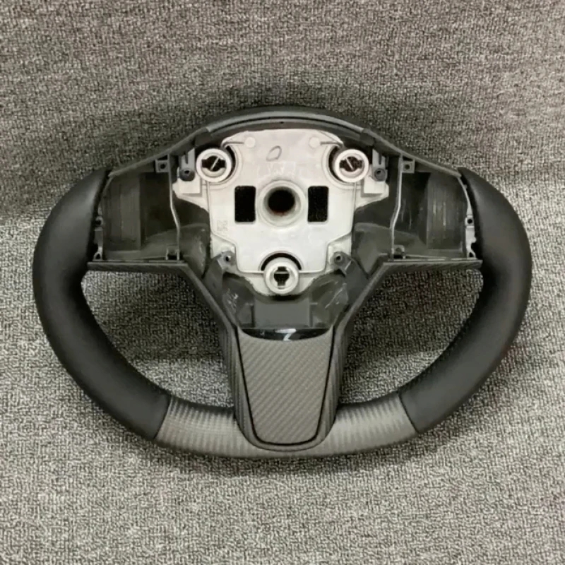 

Yoke Steering Wheel Matte Carbon Fiber With Leather Pilot Shape Styling Replacement For Tesla Model 3 2017 2018 2019 2020 2021