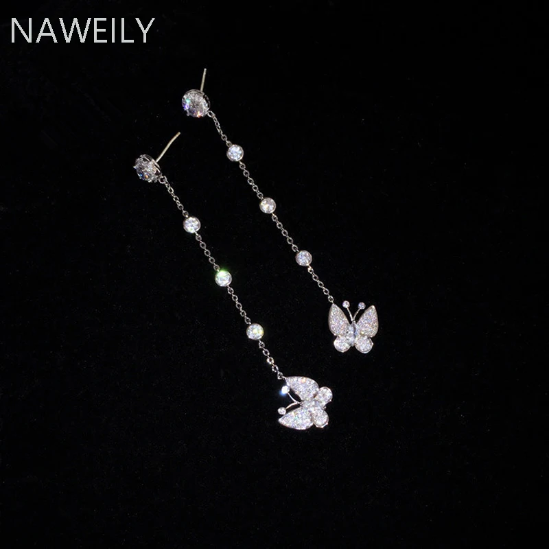 

Женские сверкающие серьги-бабочки, с фианитами, в Корейском стиле