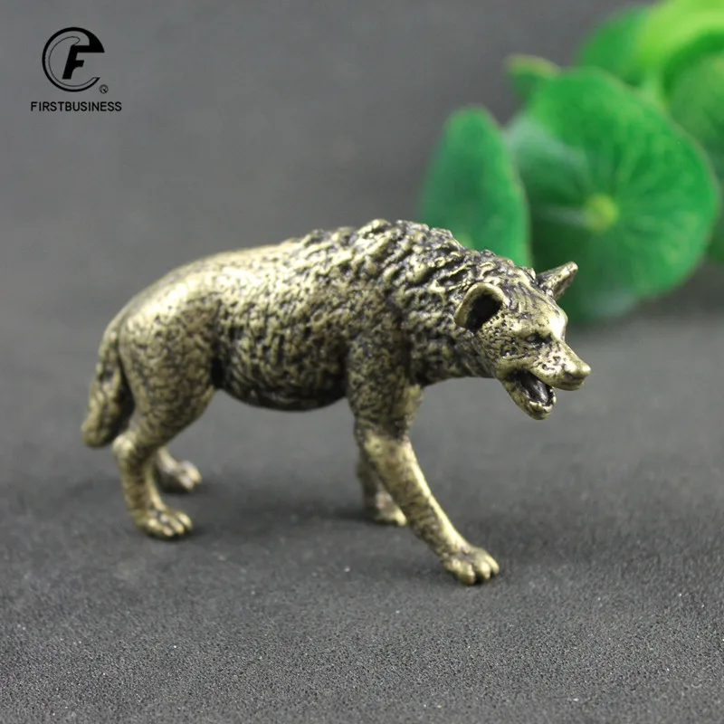 Solid Brass Hyena Figurine Miniature Office Desktop Pet Ornament Vintage Animal WOLF Statue Crafts Collection Home Decoration - view 4
