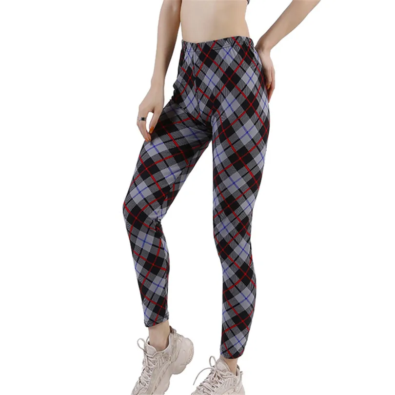 YRRETY Plaid elastyczność Fitness Running legginsy damskie spodnie Hip Push Up rajstopy spodnie do ćwiczeń Gym Activewear Drop Shipping