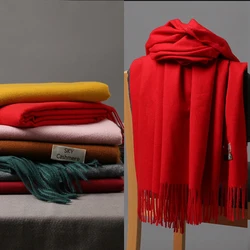 250G SKY Cashmere Winter New Solid Scarf Luxury Women Artificial Cashmere Pashmina Scarves Soft Travel Blanket Wraps