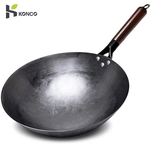 Hauseisen -Wok, Nicht -Schicht -Pfanne mit Holzgriff, reinem Eisen, Nicht -Stick -Pfanne, Gasherd, manuelles Schmieden 12 Hauptverkauf Pan Wok Iron - №3