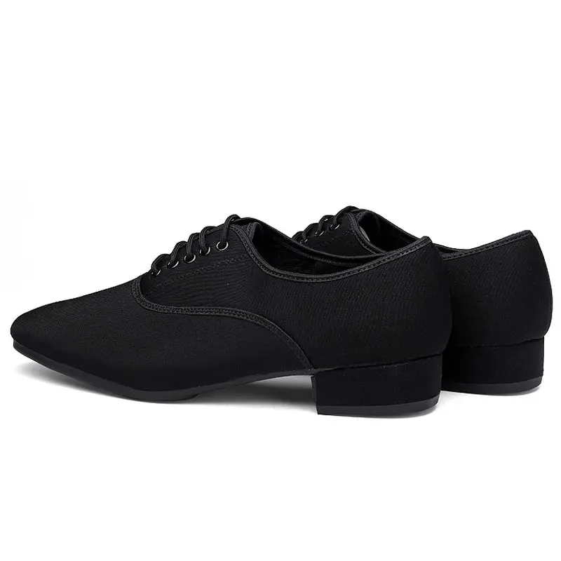 Zapatos de baile latino de Salsa para hombre, zapatos de salón de tela negra, zapatillas de baile de competición de práctica, talla grande 38-46