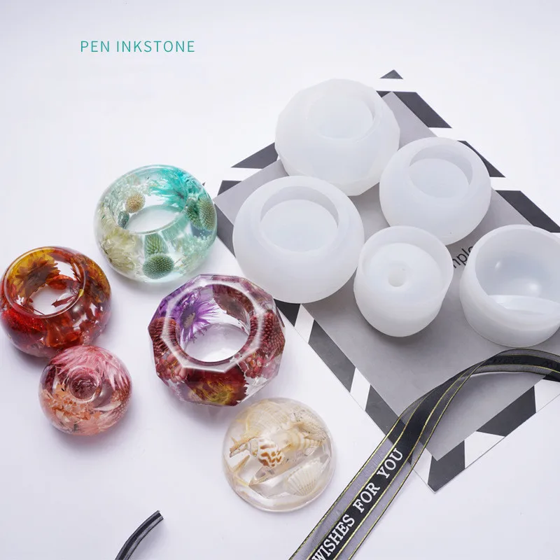 

DIY Crystal Pen Storage Silicone Mold Table Decoration Epoxy Mold For UV resin Round Mould