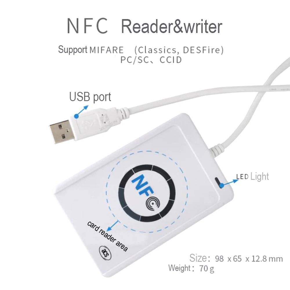 Lecteur de carte M1 13.56MHz, graveur de copieur rfid, lecteur de carte à puce NFC RFID