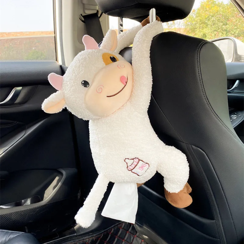 Creative Cartoon Cute  Car Armrest Box Drawer Box Car Tissue Bag Seat Back Hanging Tissue Box Home Car Interior Ornaments