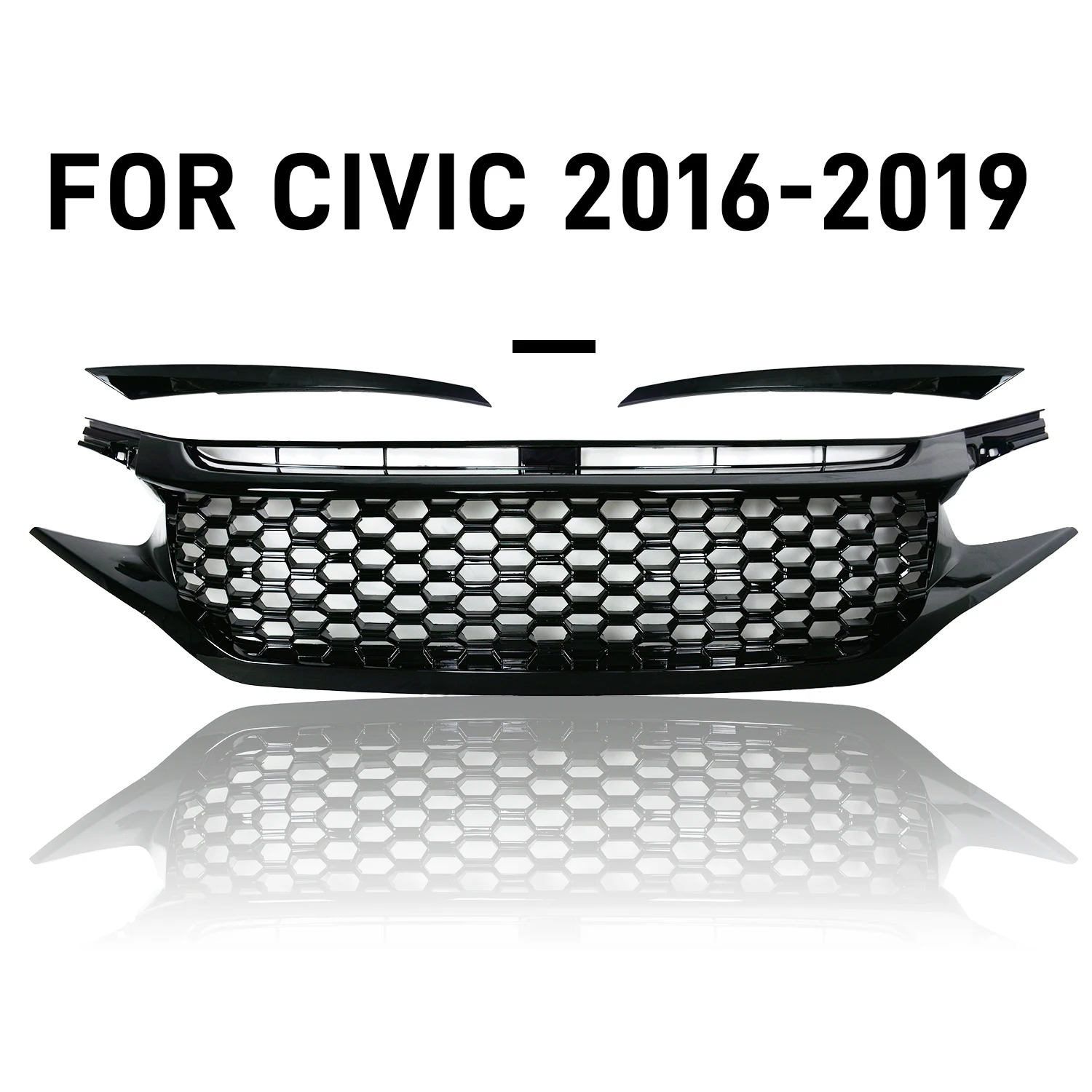 Modified For CIVIC Front Grill For CIVIC 10th Gen 2016 2017 2018 2019 Front Bumper Mesh Racing Grill Grills Grille For Trims