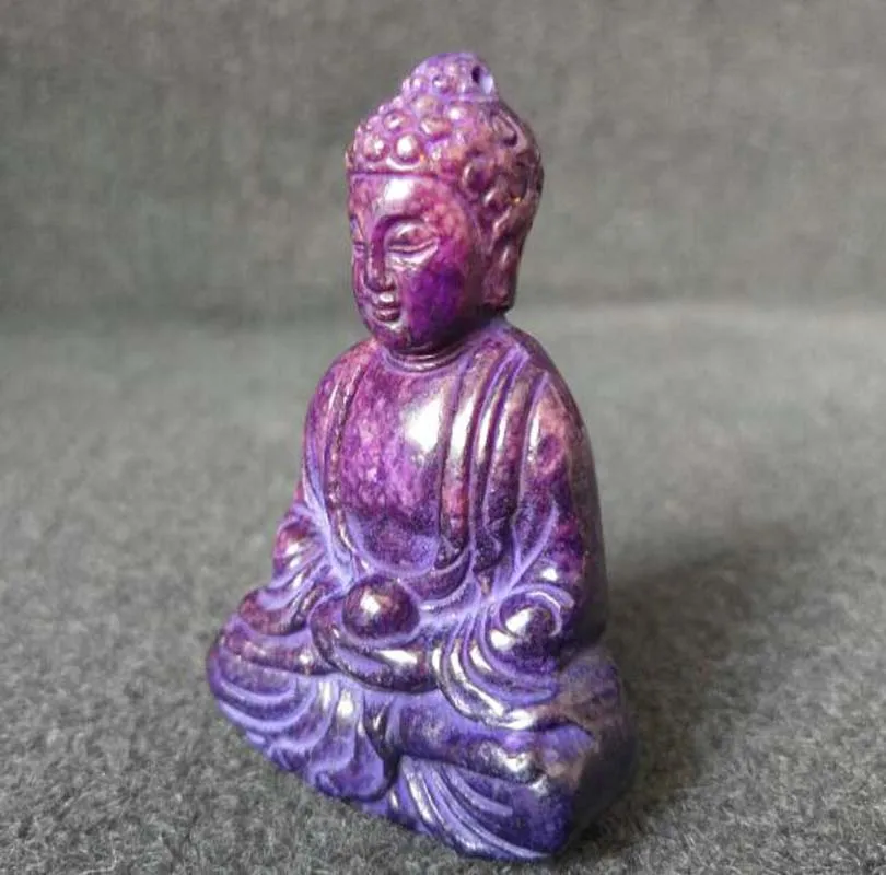 Collection archaize handwork purple jade Sakyamuni statue