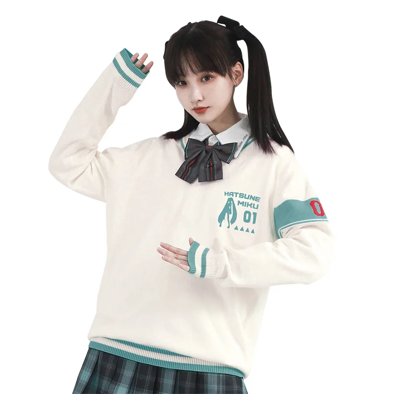 Original Japanische Schule Pullover Anime Miku Pullover JK Uniform Herbst Winter Frauen Sweatshirt Vocaloid Cosplay Weibliche Pullover