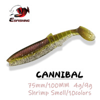 ESFISHING official-website Soft Lure Cannibal 75mm 100mm Soft bait T Tail Peche Leurre Pike Lure Fishing Tackle