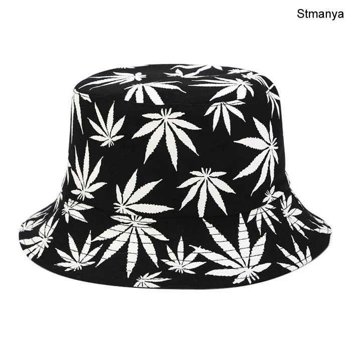 Hip Hop Cap Maple Leaf Bucket Hat Women Cotton Men Fishing Summer Panama Hat Sun Flat Couple Top Fisherman Hats Caps Boonie Gift