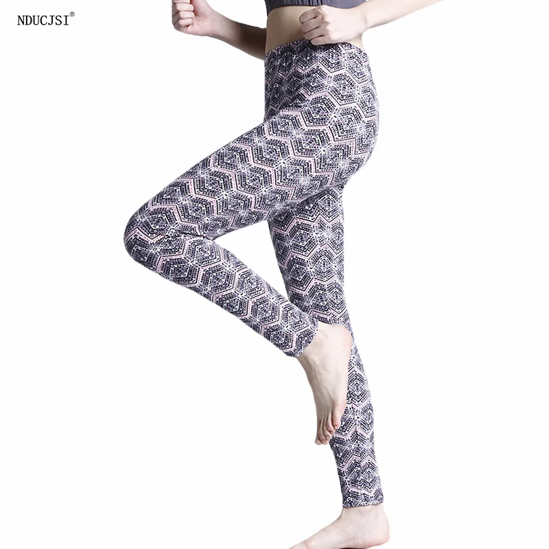 NDUCJSI Fitness Gym Sports Leggings Elasticity Pants Workout Clothing Activewear Sport Femme Printed Leggins Workout Skinny Sexy