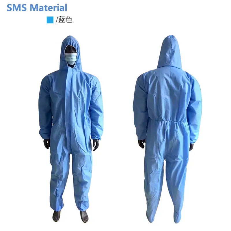 Unisex Sanitary Protection Jumpsuit Hazmat Suit Zip Isolation Protective Disposable Breathable Dustproof Labour Overall