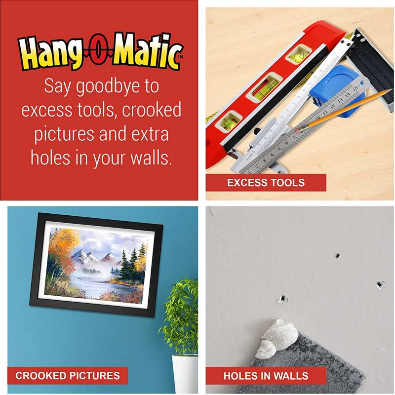 All-In-One Picture Hanging Tool Hang-O-Matic Multifunctional Frame Hanger Ruler Spirit Level Hanger Hanging tool Balance Ruler T