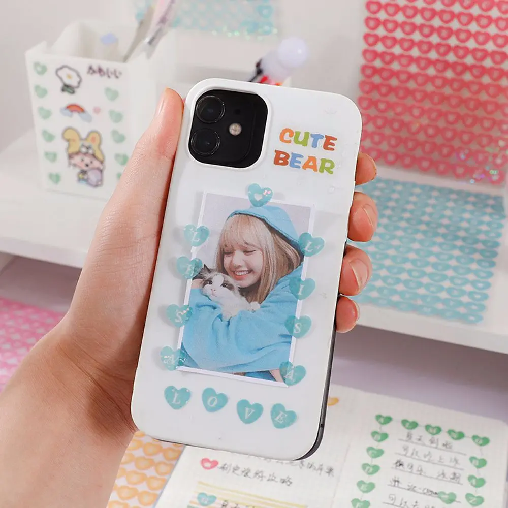 Keyboard Stickers Phone Case Decor Laser Sticker Heart Symbol Series Handbook Decoration Stickers Hand Account Sticker