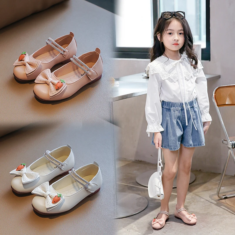 Kids Leather Shoes Girls Wedding Dress Shoes Children Princess Flower Leather Sandals For Girls Casual Dance Shoes Flat Sandals