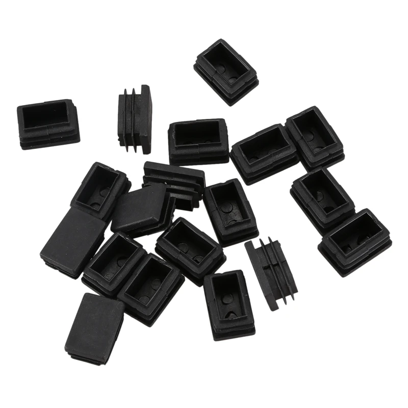 Promotion! 20 pcs Plastic Rectangular End Cap 30mm x 20mm Threaded Pipe Tube Insert Rubber feet