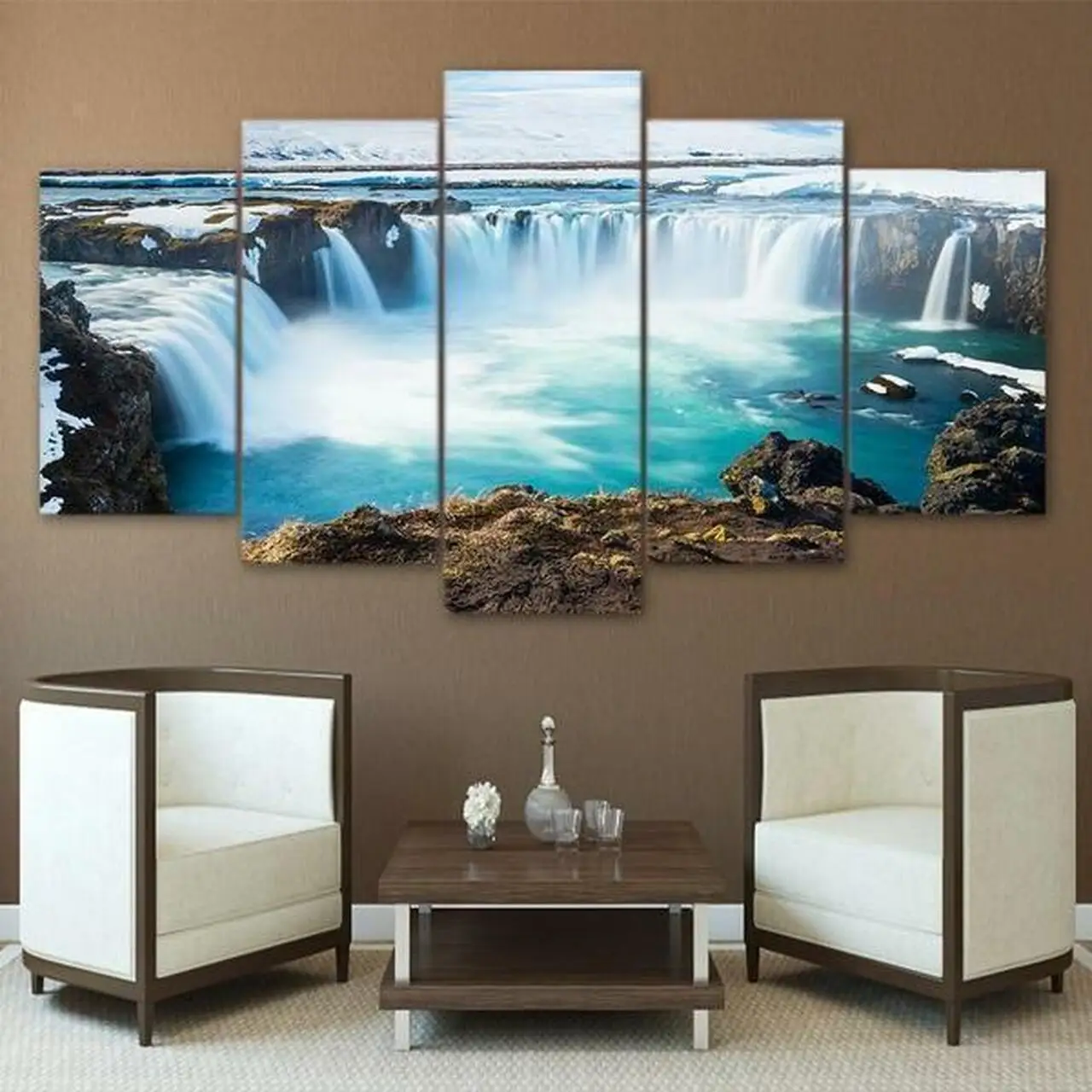 

5 Pieces Wall Art Canvas Painting Landscape Posters Quite Huge Waterfall Modern Home Decorative Living Room Frame Pictures