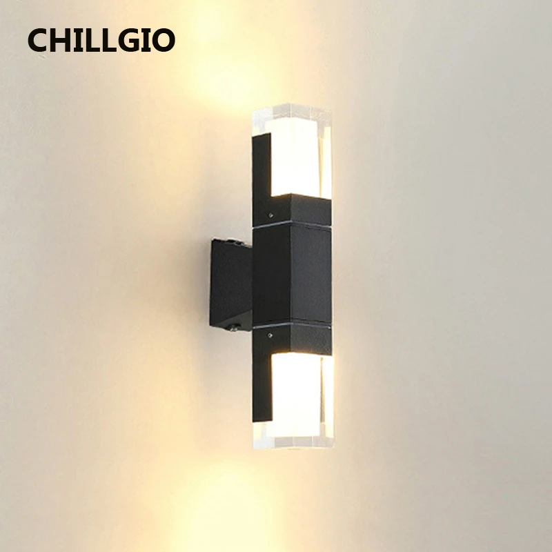 CHILLGIO Outdoor Sensor Wall Lights Waterproof Garden Yard Home Villa Decoration PIR Lighting Acrylic Aluminum Interior LED Lamp