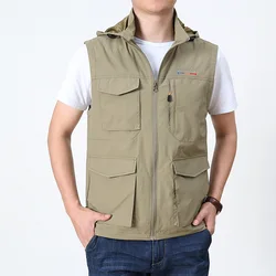 Mens Vests Men's Summer Sleeveless Hooded Vest Coat Spring Autumn Casual Outdoors Travels Thin Vest Waistcoats Outerwear Male