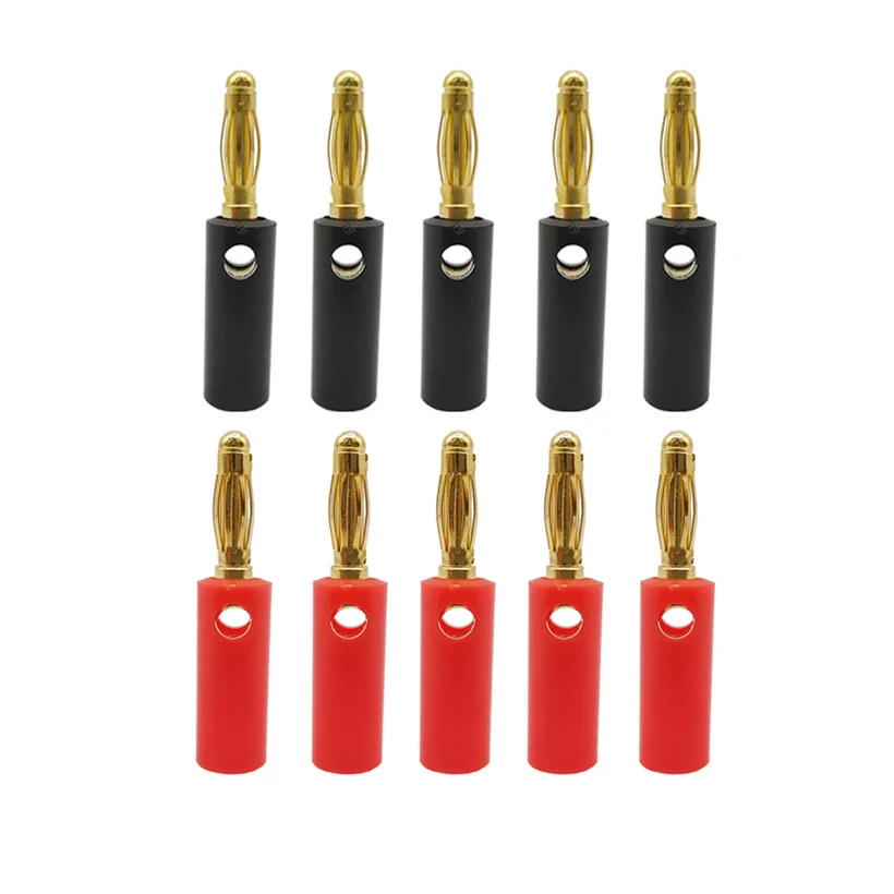 Conectores Banana de 4mm, adaptador de altavoz de Audio, tornillo chapado en oro, conector de Cable tipo linterna, cabeza Banane, negro y rojo