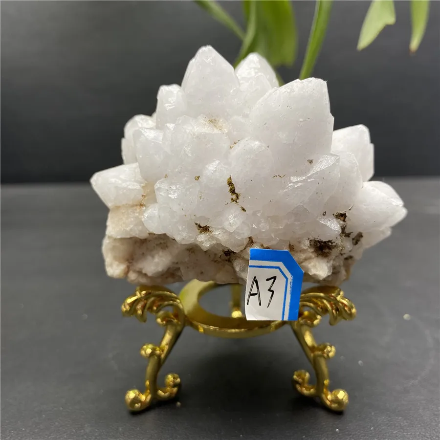 

Rare Naturally Formed Crystal Flower Raw Stone Mineral Specimen Wedding Home Decoration Gift + Metal Holder