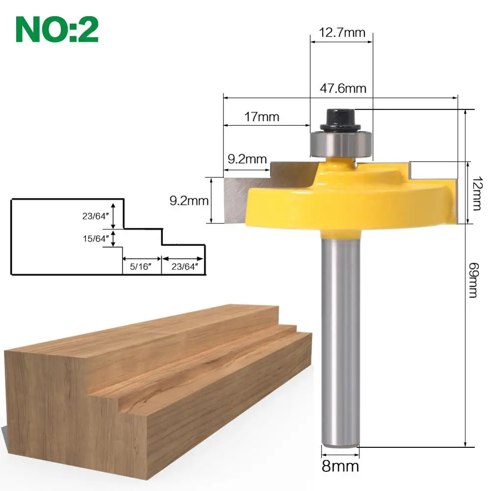 1PC 8mm Shank Picture Frame / Molding Router Bit - Large Trimming Wood Milling Cutter for Woodwork Cutter Power Tools