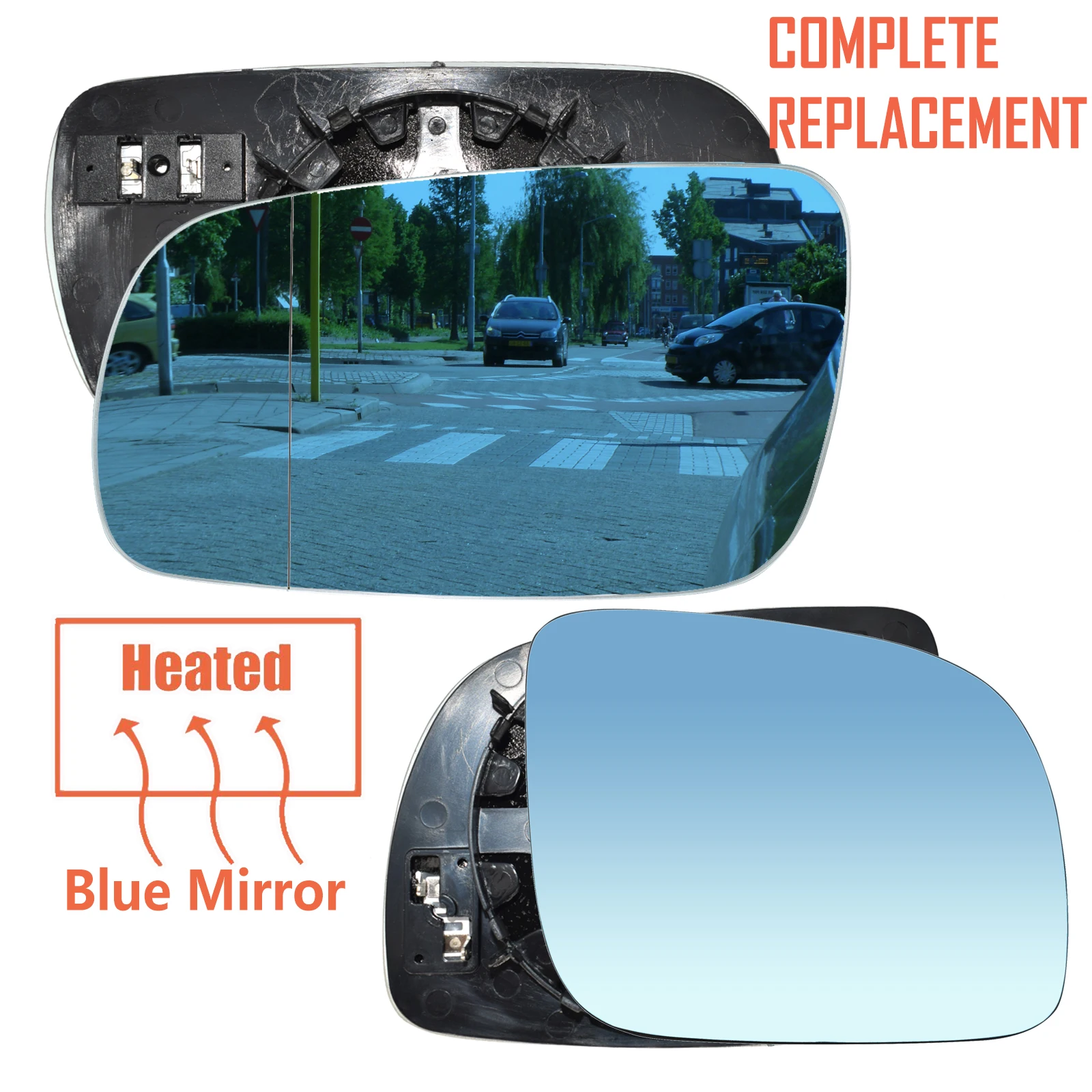 For 96-04 VW Golf Bora Jetta MK4 Passat B5 Pair Wing Mirror Glass Heated 1J1857521C 1J1857522C Convex Blue Car Accessories Parts