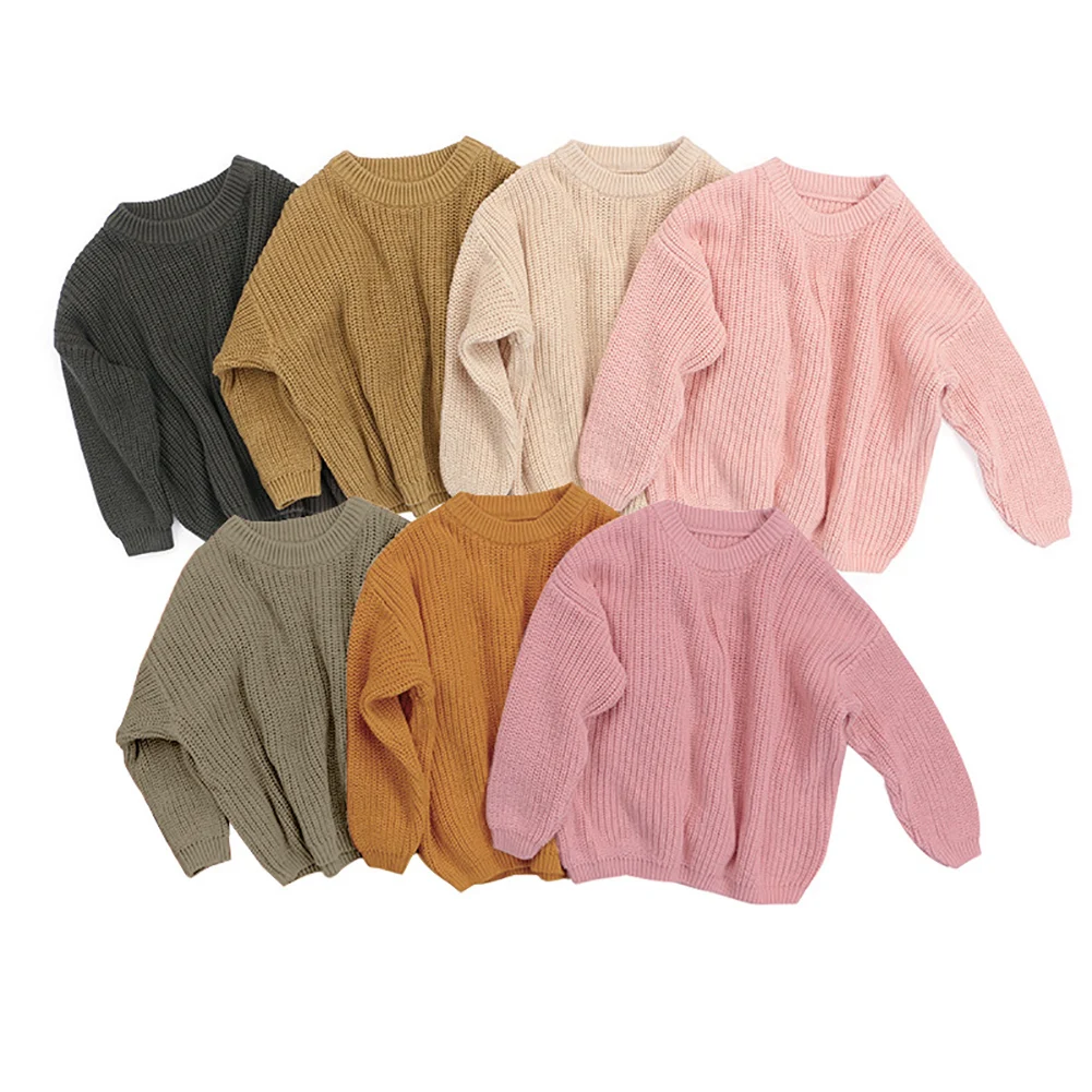 9 colors Autumn Winter Baby Girls Boys Sweater Knit Solid Pullover O Neck Long Sleeve Keep Warm Outfits 0-5Y