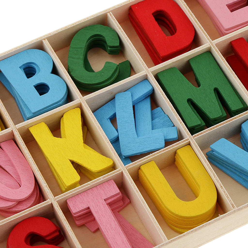 156pcs Colorful Wooden Letter Alphabet Embellishment Kids Educational Toys