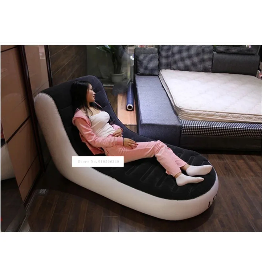 Sofá cama inflable A806 en forma de L, cama individual portátil para exteriores, sofá perezoso para el hogar con bomba eléctrica para el hogar + almohada, nuevo