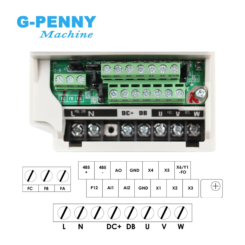 G-Penny 2.2kw ER20 Air Cooled Spindle 4 Ceramic Ball Bearings 24000rpm Air Cooling 0.01mm & 2.2kw Frequency Drive & 80mm Holder