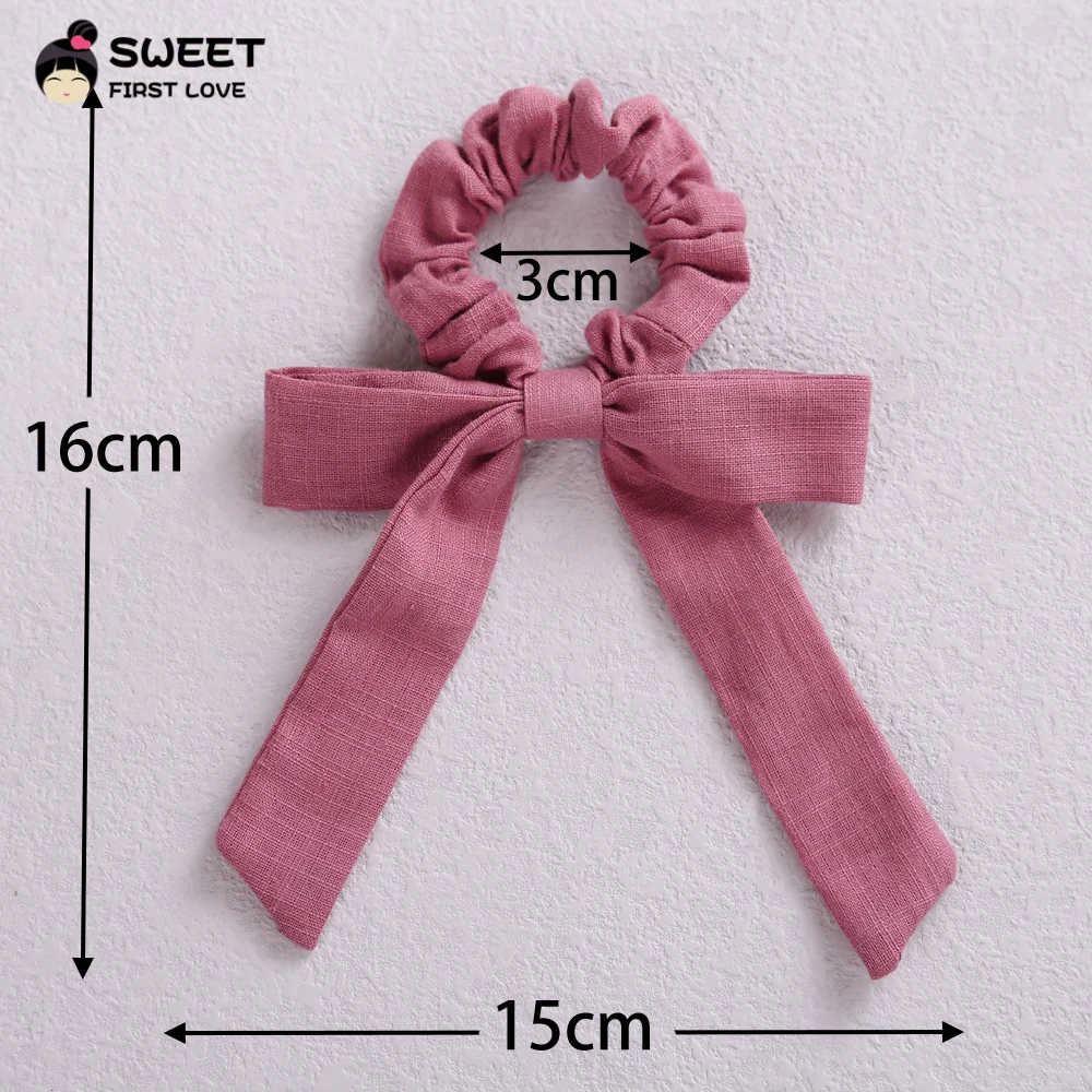 Fashion Bow Scrunchies Solid Color Cotton Hair Rope Bowknot Hair Ties Elastic Hairbands Womens Hair Accessories 2021 Korea Style