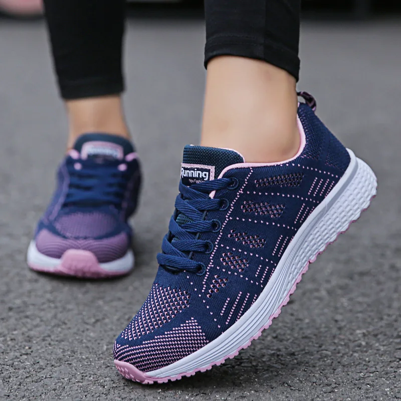 Vrouwen Casual Schoenen Mode Ademend Wandelen Mesh Platte Schoenen Sneakers Vrouwen 2021 Gym Gevulkaniseerde Schoenen Wit Damesschoenen