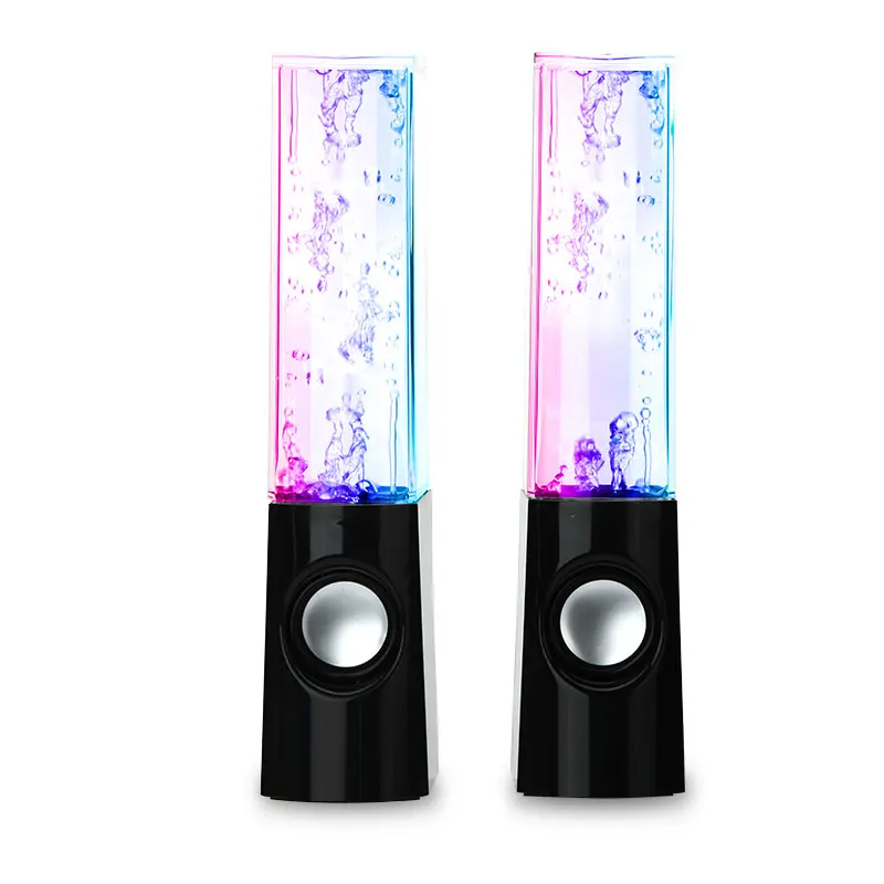 2 PCS Portable Desk Speaker Column Stereo Sound Bar LED Water Light Dncing Music Light Source PC Laptops Speakers