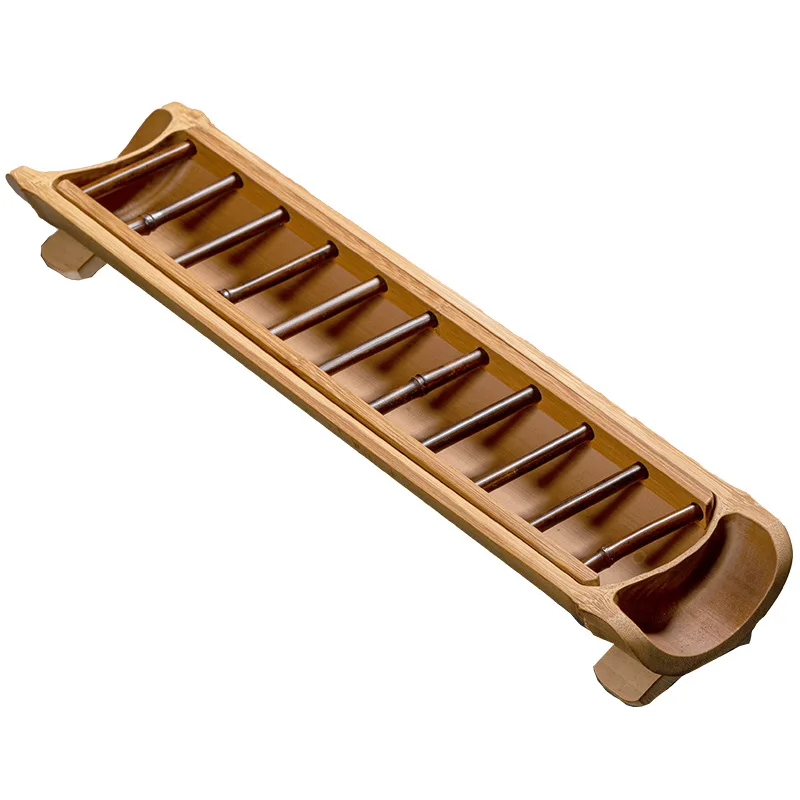 Bamboo multi-grid cup holder double-layer storage bamboo drying cup holder drain rack cup support