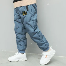 Winter Boys Pants Keep Warm Casual Trousers Windproof Thicken Plus Velvet Cotton Padded Sweatpants 6 8 9 10 11 12 Years Kid Pant