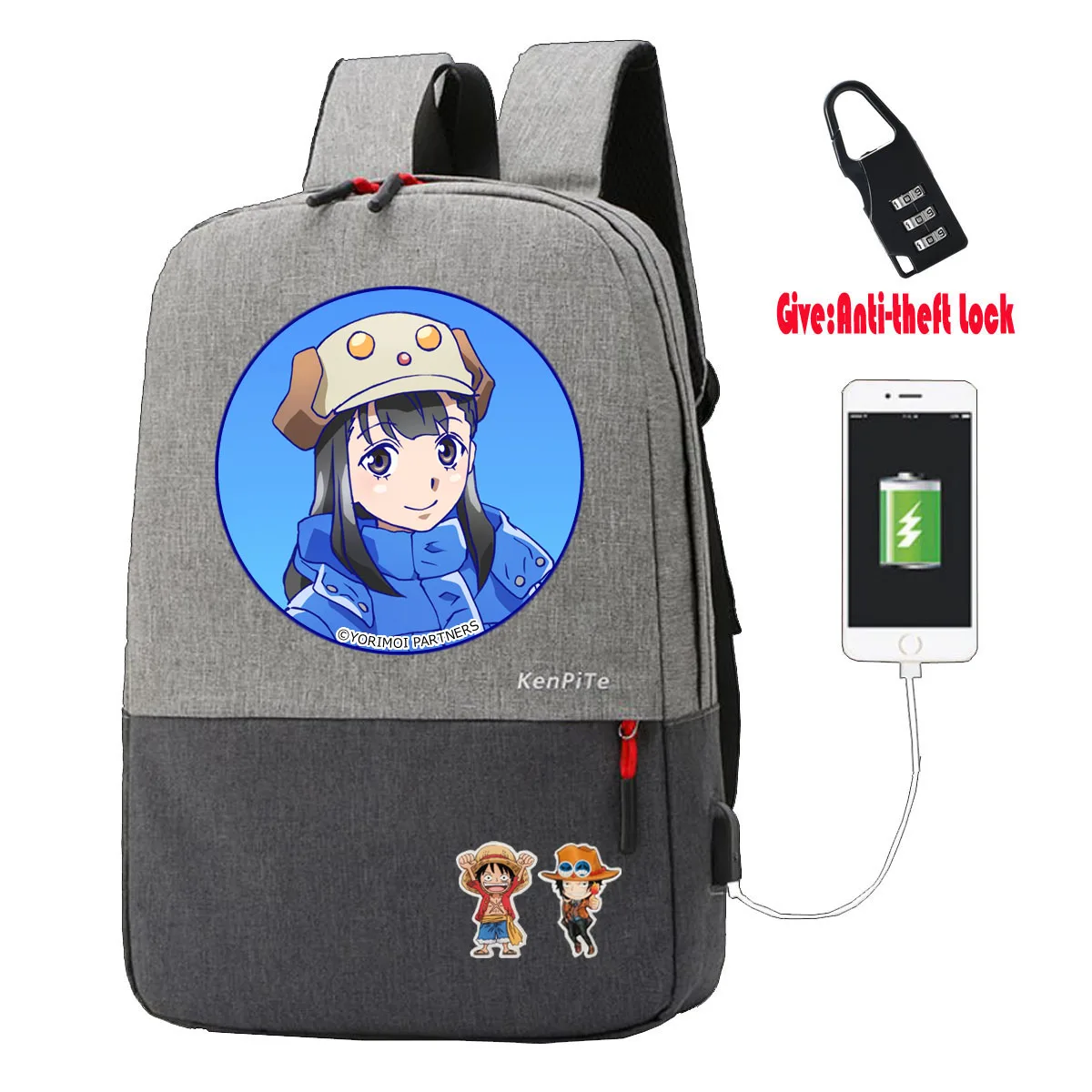 

anime A Place Further Than the Universe Anti-theft USB Charging Backpack Men Women Laptop Travel Shoulder Bag Work Bags bookbag