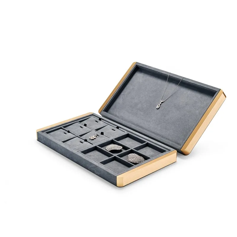 Oirlv Grey Microfiber Ring Earring Bracelet Necklace Watch Tray Ring Pendant Earring Watch Storage Jewelry Box Jewelry Tray