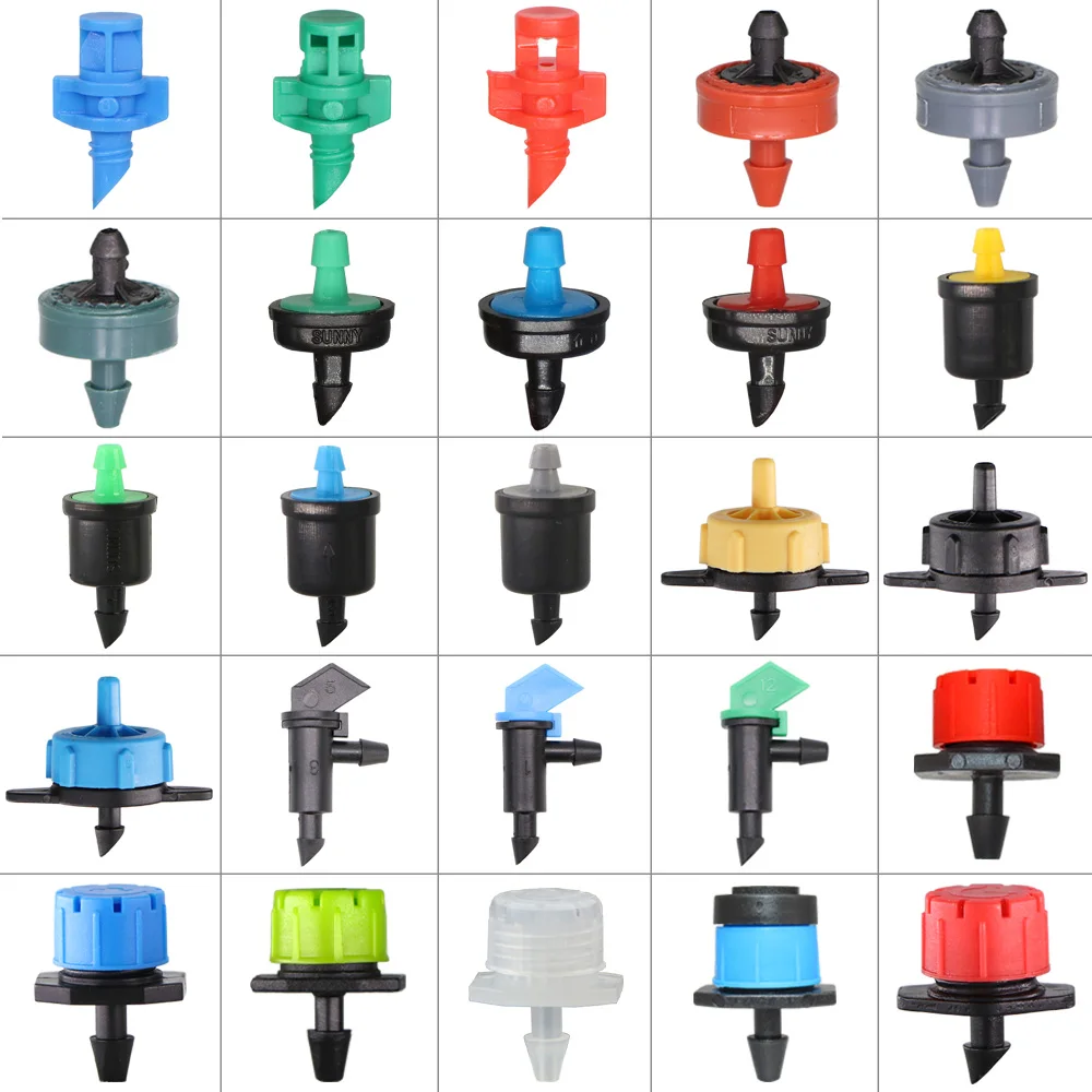 Variety Style Garden Drip Irrigation Dripper Fixed Flow Pressure Compensating Emitter 1/4'' Sprinkler Watering Refraction Nozzle