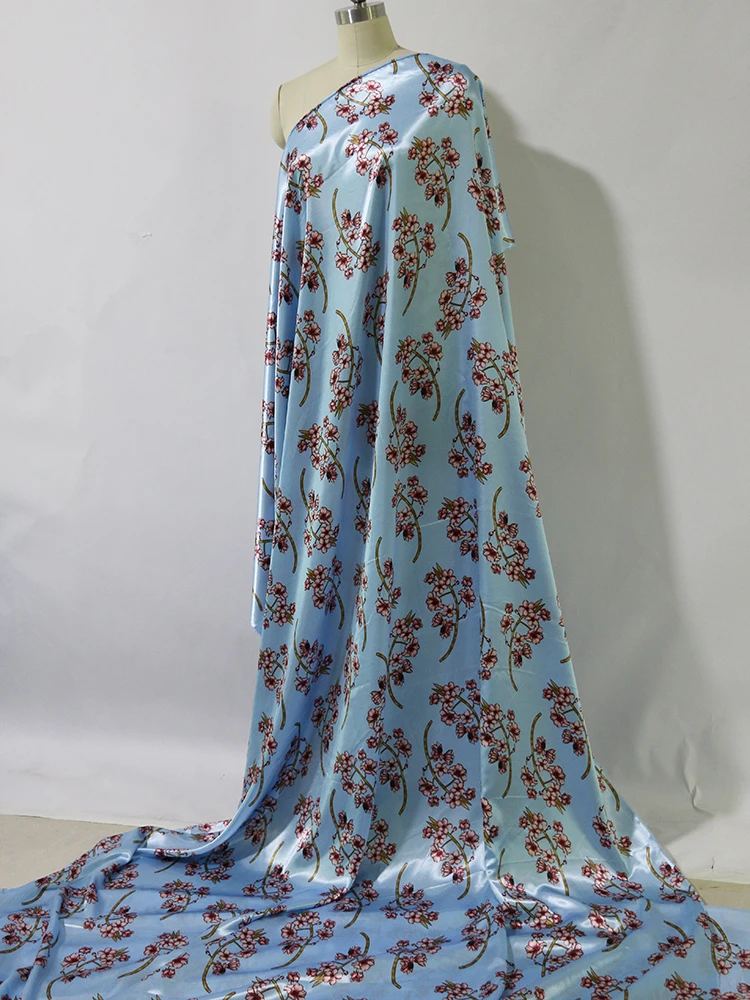 By Meter Blumen-Satin-Stoff, glänzend, weich, Schal, Hemd, Nachtwäsche, Material Charmeuse – Detail 16