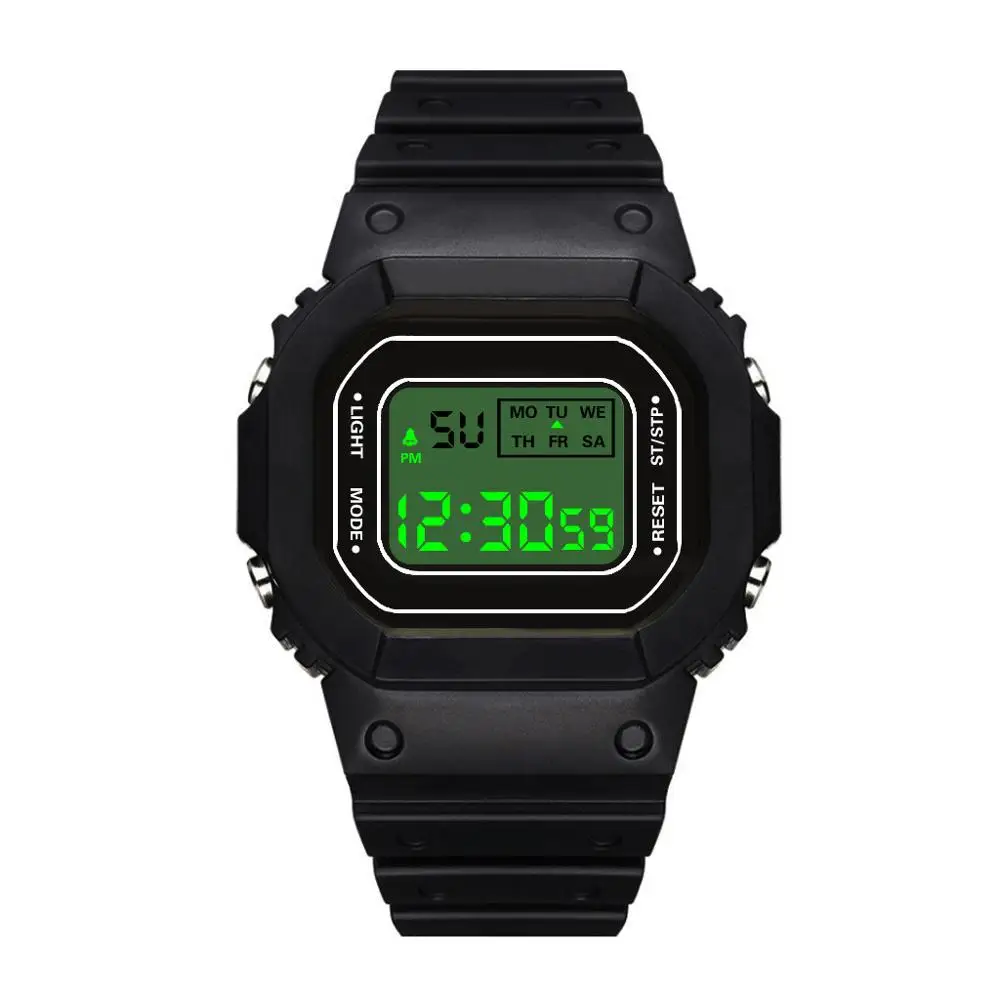 Square Mens University Student Electronic Watch Fashion Outdoor Waterproof Sports Watch Male Colck Plastic Digital Watches Reloj