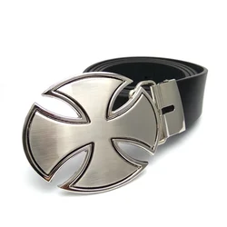 Moda legal dos homens alemão ferro cruz metal fivela cintos acessórios cinta masculino dom fivelas cinto para calças de brim