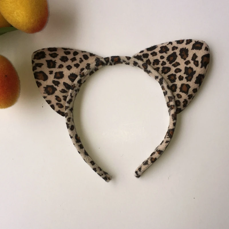 Cloth Short Plush Tiger Print Leopard Cat Ear Headband Cute Women Girls Kids Party Festival Fantastic Hair Accessories Hairband