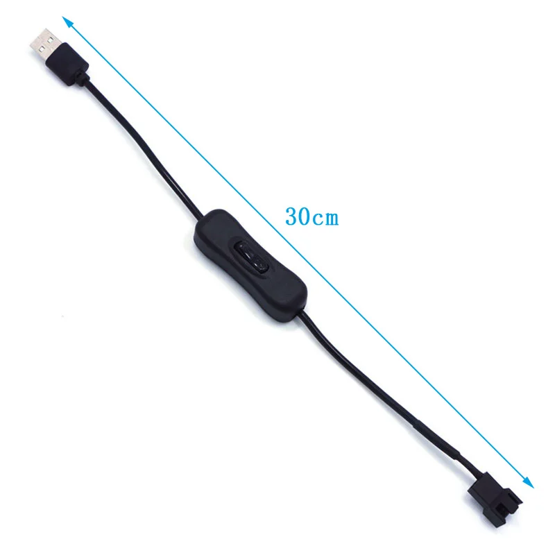 1 to 1 2 USB to 3-Pin / 4-Pin PWM 5V USB Sleeved Fan Power Adapter Connector Cable with ON Off Switch